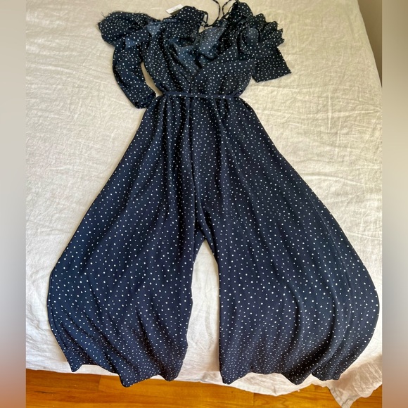 TOPSHOP Star-print ruffled crepe jumpsuit romper - Picture 3 of 12